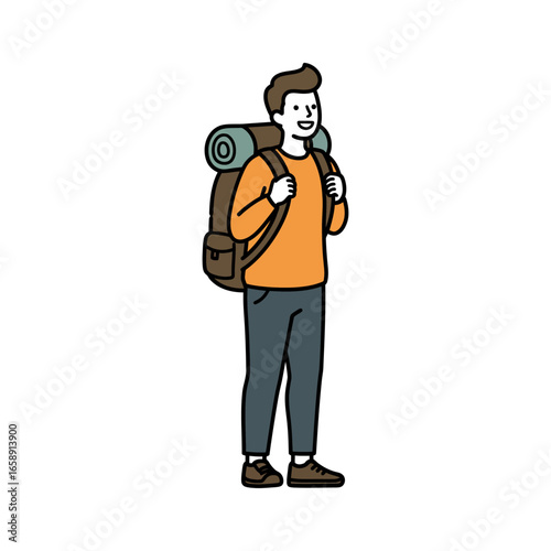 Young backpacker exploring nature enjoying a day of hiking through scenic landscapes capturing memories of adventure travel and the beauty of outdoor excursions