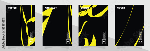 Yellow swirl on a black background for music event or festival poster and flyer