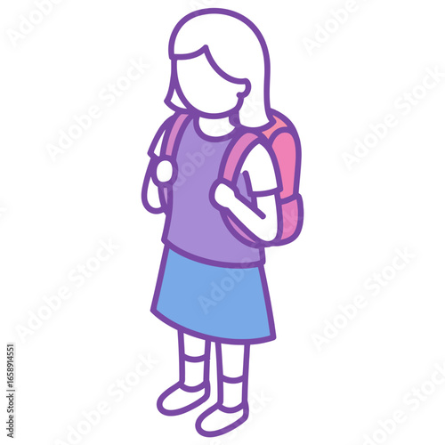 little girl with backpack going to school an isometric illustration of a student carrying her books for elementary classes a conceptual image for back-to-school needs