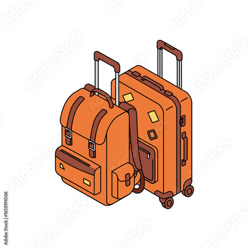 Luggage and backpack ready for travel illustrating vacation excitement with adventure waiting for a new journey use for travel tips and getting away.