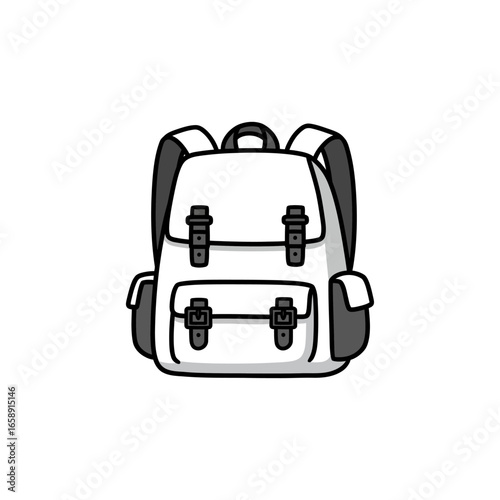 White backpack with straps ready for adventure ideal for school travel or a day trip showing style and functionality with a classic design.