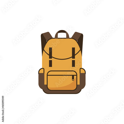 yellow backpack illustration a cartoonish bag with brown accents ideal for travel and adventure-themed graphics showcasing a backpack for school travel and outdoors
