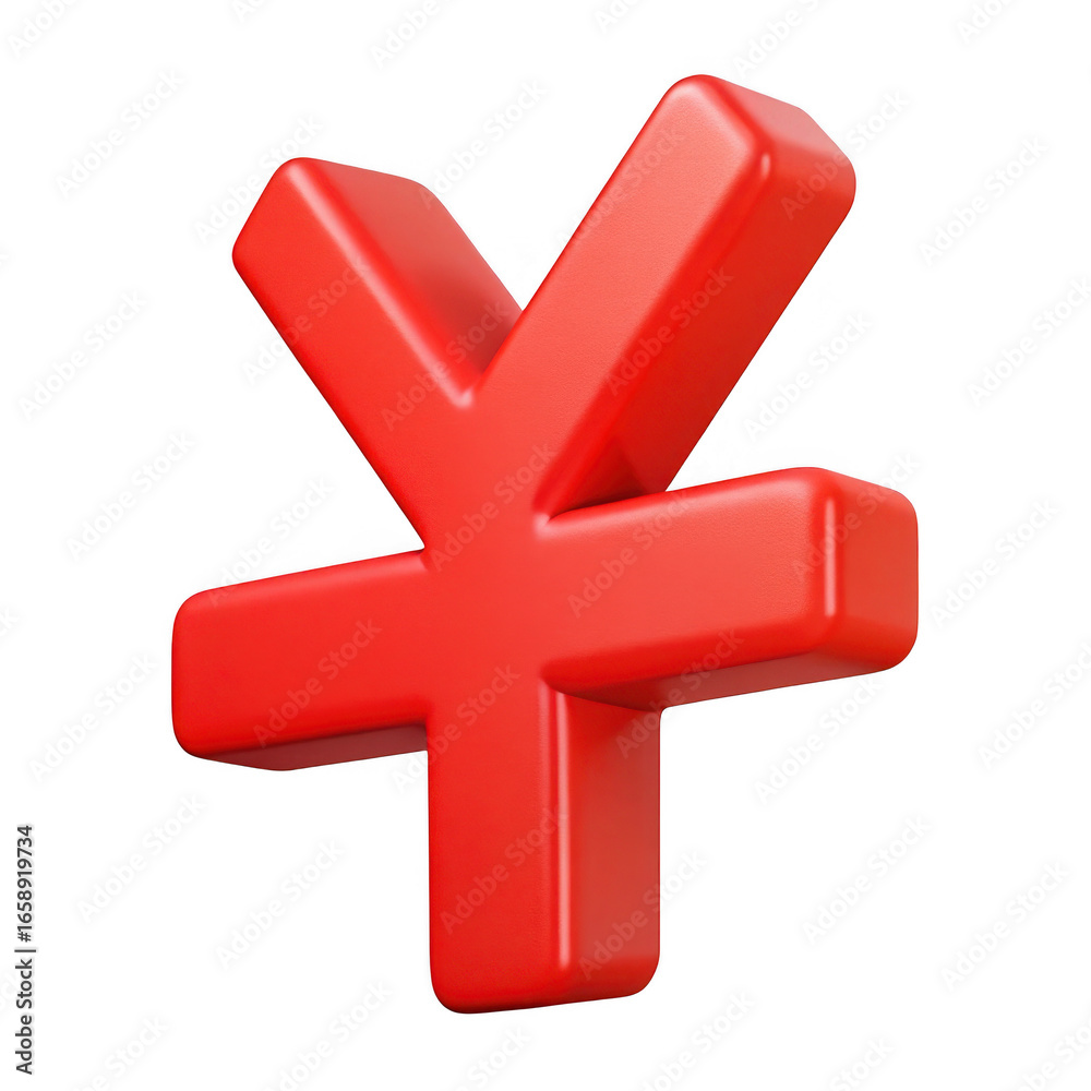 Obraz premium 3d red japanese yen symbol realistic render finance economy business investment transparent background