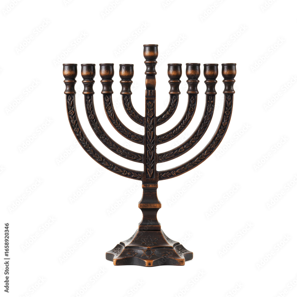 Fototapeta premium Hanukkah menorah isolated on white background