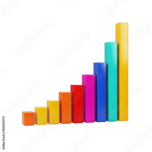 3d colorful rising bar chart representing growth and success transparent background Free Download 3d colorful rising bar chart representing growth and success transparent background - GFXLoad