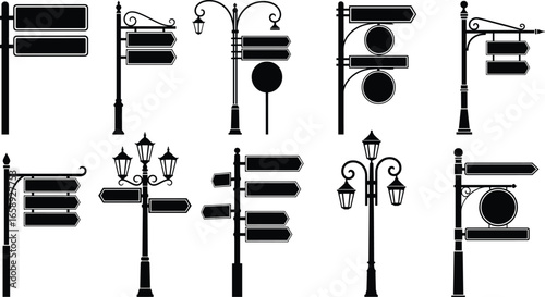 Preventive road signs collection, traffic safety symbols, caution indicators, vector set, isolated background