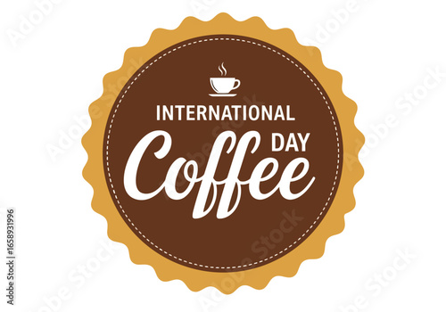Vector art of international coffee day celebration with a coffee cup graphic