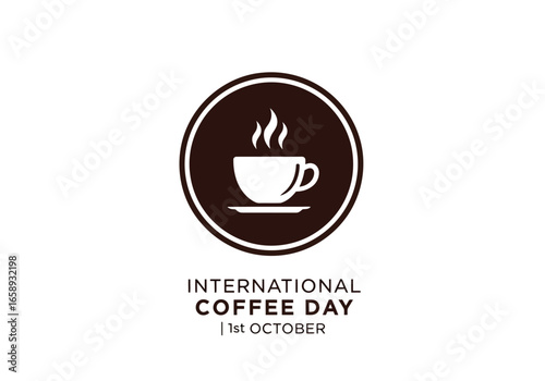 Vector art of international coffee day celebration with a steaming cup of coffee