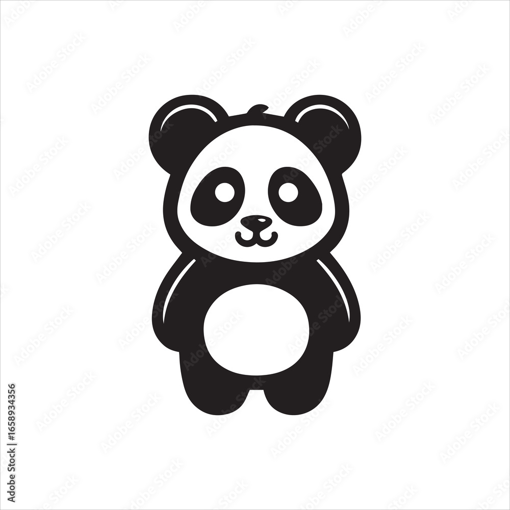 Naklejka premium Stylized Panda Bear Illustration with Rounded Features and Simple Design.