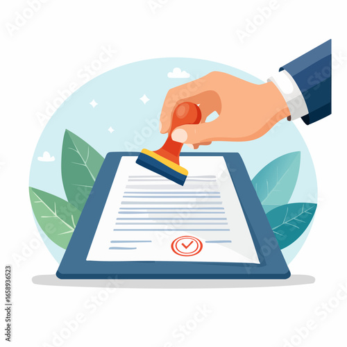 Hand Stamping Document Illustration