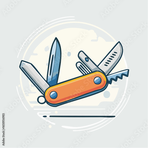 Orange Multi-Tool Pocket Knife Illustration
