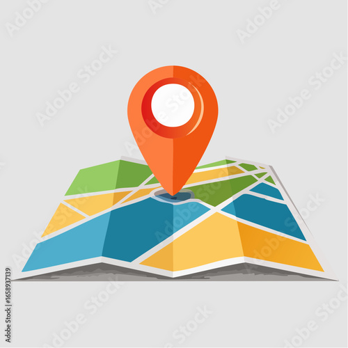 Colorful Folded Map With Orange Location Pin Free Download Colorful Folded Map With Orange Location Pin - GFXLoad