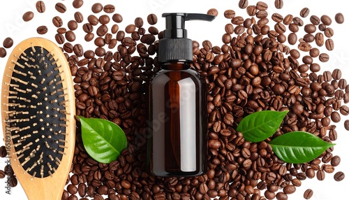 Hair care product with coffee beans and brush