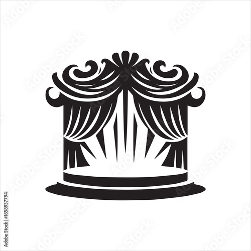 Ornate Black and White Stage or Theater Design.