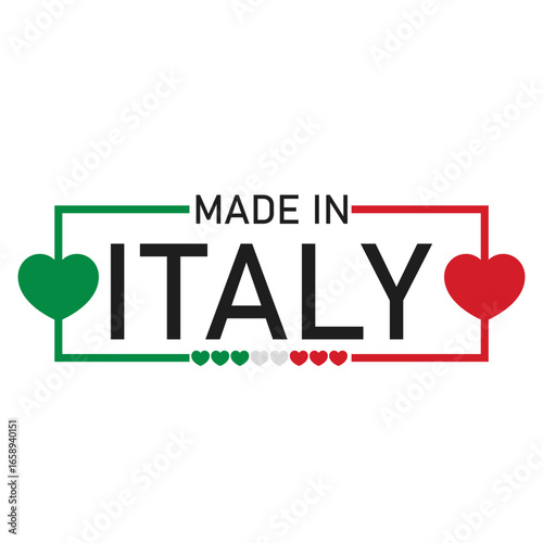 Illustration Made in Italy with a touch of love: quality that stands out on a white background