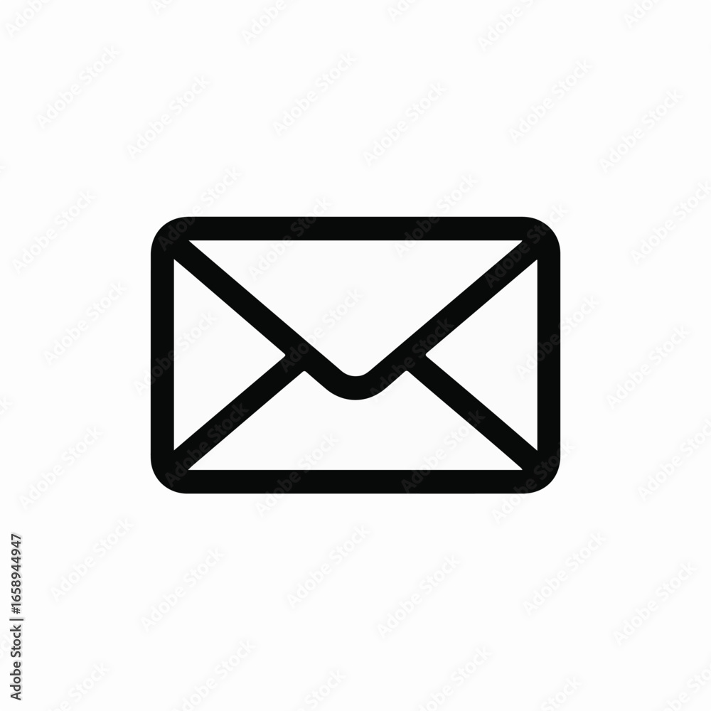 Simple black envelope icon against a clean white background, perfect for email marketing campaigns, website design, and communication. Simple black envelope icon against a clean white background, perfect for email marketing campaigns, website design, and communication.
