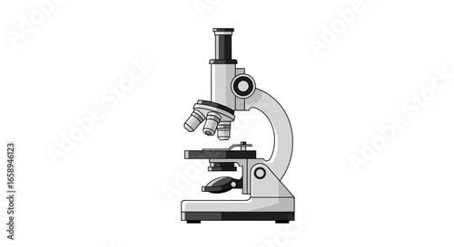 Detailed vector art of a microscope representing science, research and medicine