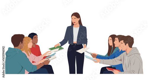Distribution of educational materials at an educational institution lecture