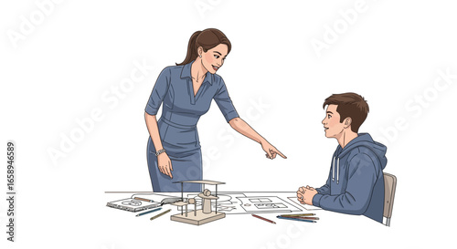 Engaging mentorship interaction between student and teacher about architecture project