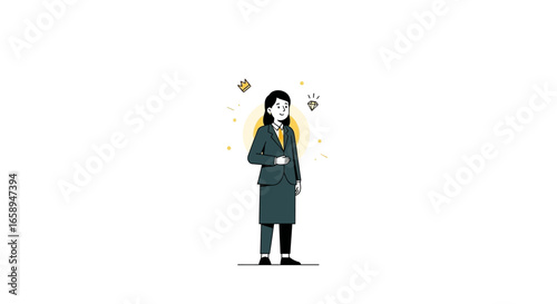 Empowered Businesswoman: Achieving Goals and Radiating Success in Corporate Environment with Confidence and Pride