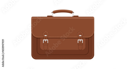 Stylish leather briefcase illustration perfect for business and educational use