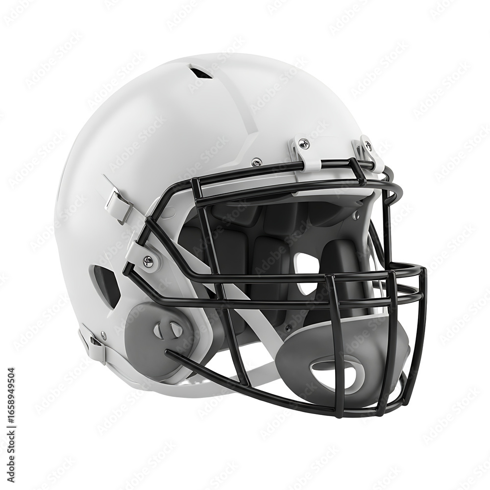Fototapeta premium A meticulously rendered 3D model of a white American football helmet transparant background