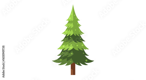 Stylized evergreen tree illustration with lush green foliage and a sturdy brown trunk evoking a sense of natural beauty and simplicity