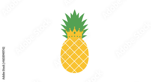 Pineapple Royalty: A Vibrant Icon of Summer and Tropical Delight, Featuring a Crown, Celebrating Sweetness and Sophistication in Simple Design