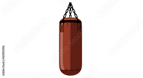 Isolated Punching Bag Illustration Depicting Fitness, Training, and Martial Arts Equipment for Strength and Endurance Exercises