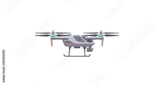 Isolated drone illustration showcases remote aviation technology for aerial photography and surveillance applications