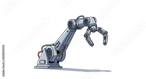 Stylized robotic arm with mechanical articulation on a clean white background, evoking innovation and future forward technology