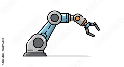 Illustration of a robotic arm suitable for manufacturing and industrial design applications showcasing automation