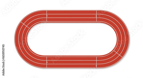 Aerial depiction of a brightly colored running track showcasing athletic infrastructure on a clean isolated white background for design and