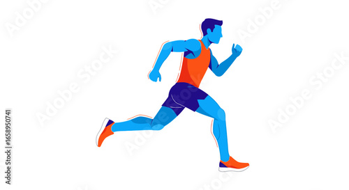 Dynamic runner illustration showcasing speed, agility, and determination for sports themes or fitness promotions using modern aesthetics