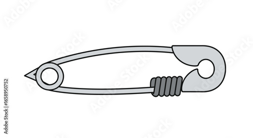 Simple safety pin illustration showcasing its functional design and practical utility as a fastening device, emphasizing its minimalist aesthetic