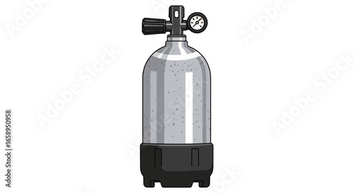 Cartoon Scuba Diving Tank Illustration: A Vector Graphic of Underwater Breathing Equipment for Recreational Adventures