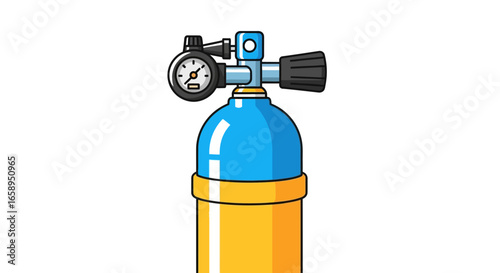 Colorful Scuba Tank Illustration with Pressure Gauge and Valve for Recreational Diving Experiences illustration