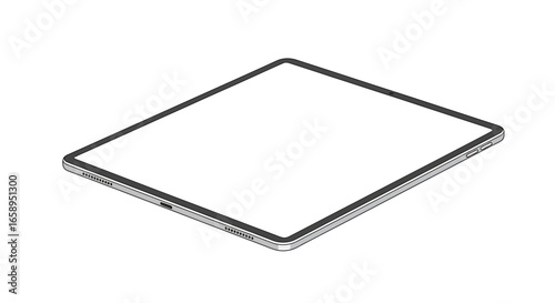 Sleek tablet device illustration highlighting minimalist design and modern technology features for presentations and advertisements