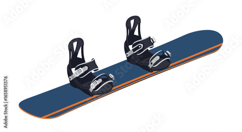 Blue and Orange Snowboard with Bindings Ready for Winter Sports Adventures on the Slopes