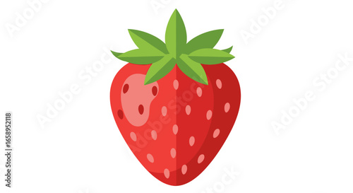 Vibrant strawberry illustration with geometric flair and minimalist design creating an engaging visual fruit icon for digital applications