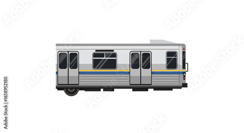 Stylized city train car, showcasing contemporary transportation design and urban commuting in a vector illustration isolated on white background