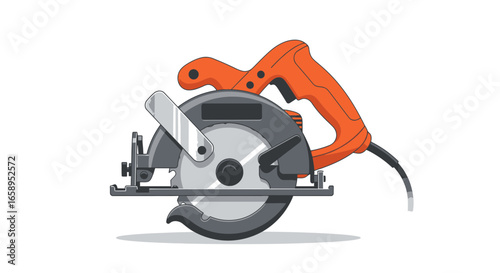 Circular Saw illustration for woodworking and construction on white background