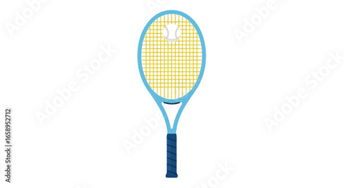 Isolated vector design of tennis racket with a tennis ball ready for a vibrant match or recreational game on the court for exercise and skill building