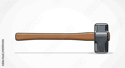 Illustration of a sledgehammer with a wooden handle against white background