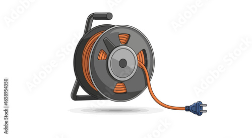 Illustration of an Orange Extension Cord Reel isolated on white background