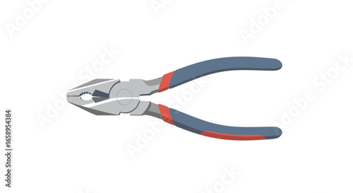 Illustration of professional pliers with blue handle isolated on white background