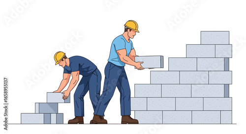 Skilled Masons Crafting a Sturdy Structure with Precision and Expertise