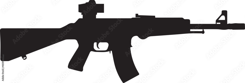 Obraz premium army sniper rifle silhouette vector with detailed stock barrel scope trigger and magazine for military graphics