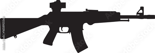 army sniper rifle silhouette vector with detailed stock barrel scope trigger and magazine for military graphics