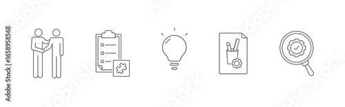 Design Thinking vector icon set with empathize, define, ideate, prototype, and test icons concept vector illustration